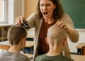 Une enseignante suppléante s'énerve et rase les têtes de deux élèves.