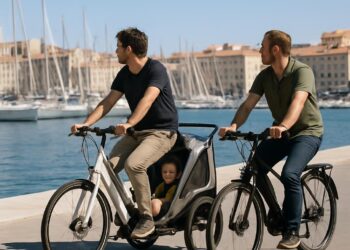 Deux Marseillais innovent en matière de mobilité avec une poussette vélo.