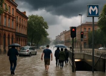 Toulouse sous les orages : inondations dans les rues et le métro.