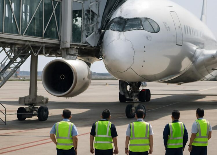 VIDÉO. Collision impressionnante d'un Airbus A350 avec une passerelle à Shanghai