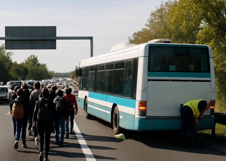 Perturbations sur le périphérique toulousain : bus en panne à Rangueil.