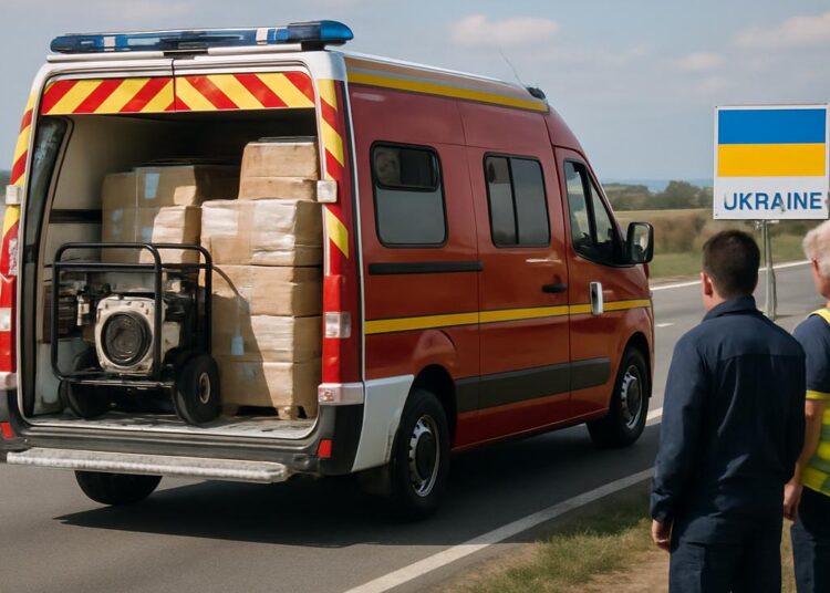 Un camion de secours niçois se dirige vers l'Ukraine avec du matériel médical et un générateur.