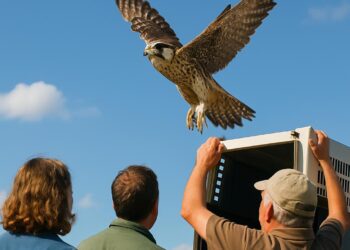 Étonnant : un faucon rare libéré dans un ciel bleu éclatant