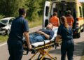 Après une sortie de route, il est transporté d'urgence à l'hôpital.