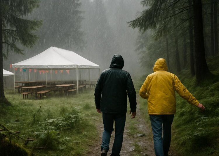 Fête en Lozère interrompue par la tempête : deux fêtards perdus en forêt.