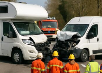 Collision frontale entre un camping-car et un fourgon : deux blessés graves, route barrée durant les secours.