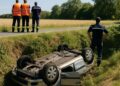Un jeune homme de 23 ans se blesse gravement après une chute de 6 mètres en voiture dans le Gers.