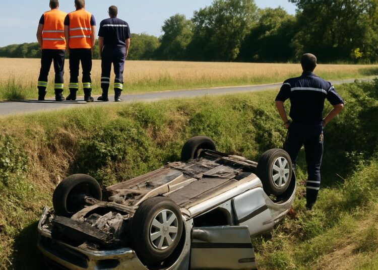 Un jeune homme de 23 ans se blesse gravement après une chute de 6 mètres en voiture dans le Gers.