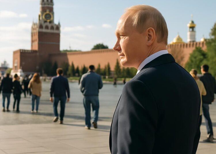 Vladimir Poutine, en sécurité à Moscou, dément ses peurs de bunker.