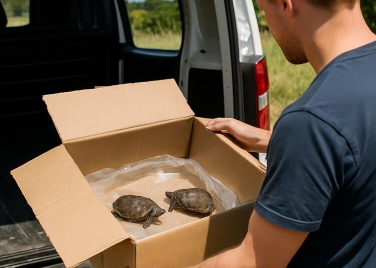 Des tortues musquées Sternotherus odoratus découvertes vivantes dans un colis postal en route vers le sud de la France.