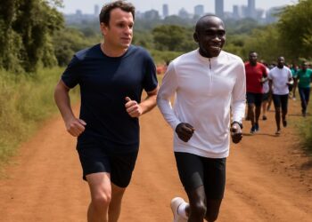 Emmanuel Macron court avec Eliud Kipchoge à Nairobi : moment exclusif.