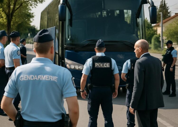 Des gendarmes et policiers stoppent un car, le maire appelle à la sérénité.