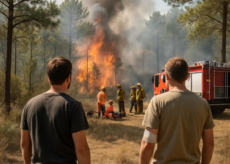 Un barbecue provoque un incendie de forêt : deux blessés et de nombreux secours.