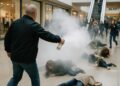 Un homme disperse un produit dans un centre commercial : de nombreux blessés dans ce secteur prisé.