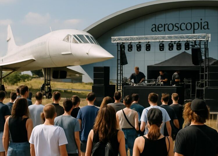 Un événement techno en plein air se prépare à Aeroscopia près de Toulouse.