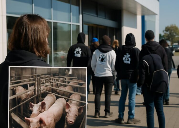 L214 critique l'élevage intensif de porcs chez Leclerc, insoutenable.