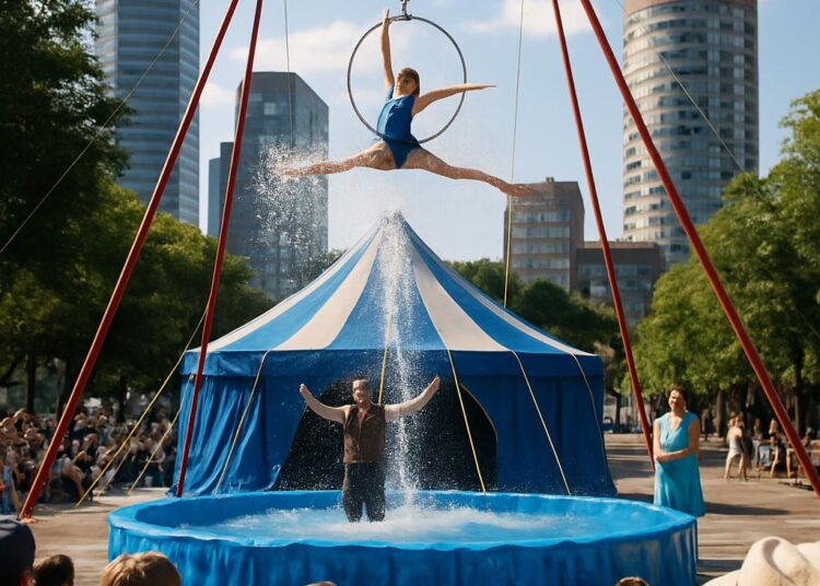 Un spectacle de cirque au cœur de la ville, célébrant l'eau douce