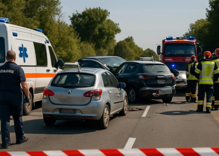 Accident de circulation à Montauban : quatre véhicules impliqués, D 820 fermée, deux blessés transportés à l'hôpital.