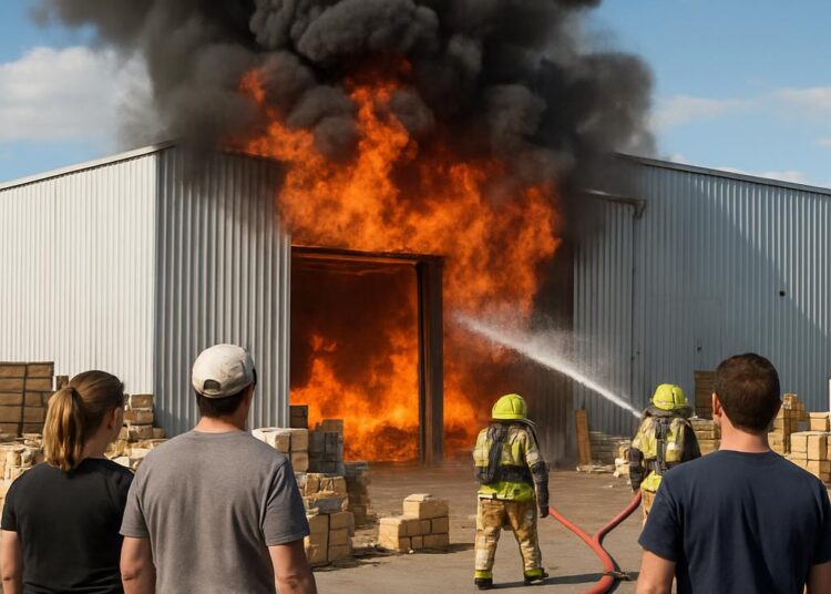 Un entrepôt en feu : grâce au calme des employés et aux pompiers, le drame a été évité.