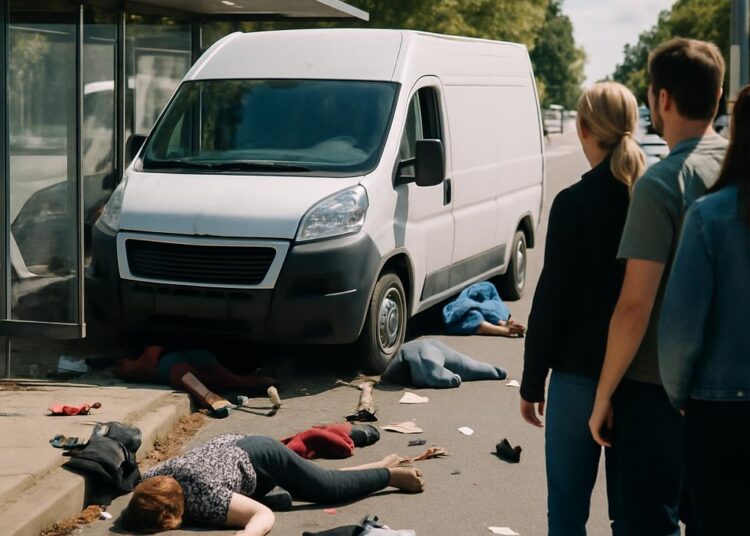 Un accident tragique : une camionnette heurte des passagers en attente.