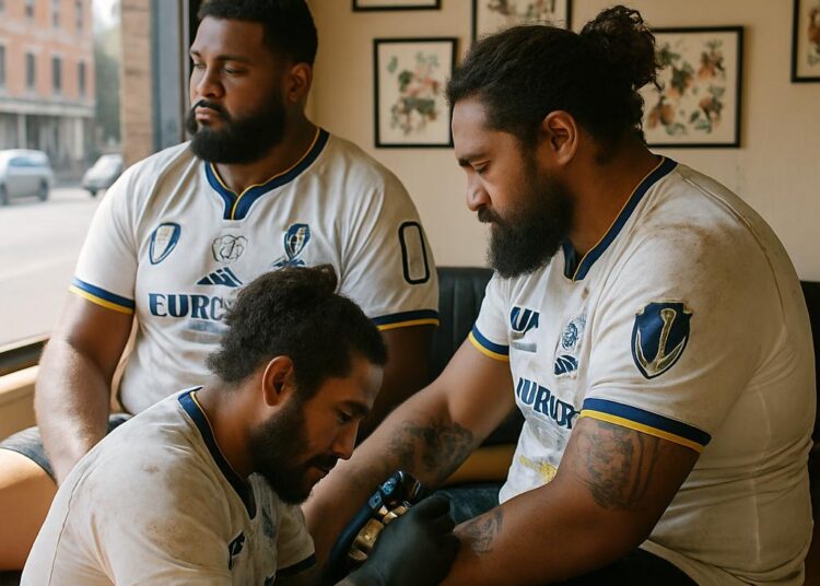 Ben Tameifuna et Adam Coleman, emblèmes des festivités XXL des champions d’Europe, arborent encore leur maillot trois jours après la finale et se font tatouer.