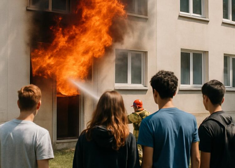 Un appartement en proie aux flammes : quatre adolescents gravement blessés.