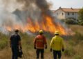 Un incendie de végétation s'étend sur une zone de la taille d'un terrain de foot près d'habitations.