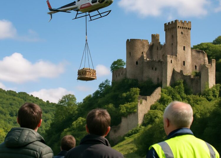 Un projet ambitieux pour les deux prochaines décennies : un ballet aérien pour transporter huit tonnes de pierres et préserver ce château médiéval.