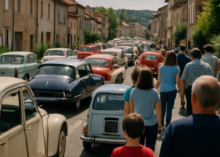Une ville du Lot revit des embouteillages des années 60 avec 250 voitures.