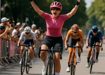 Célia Gery, 20 ans, s'impose en sprint lors de la 7e étape du Giro féminin.