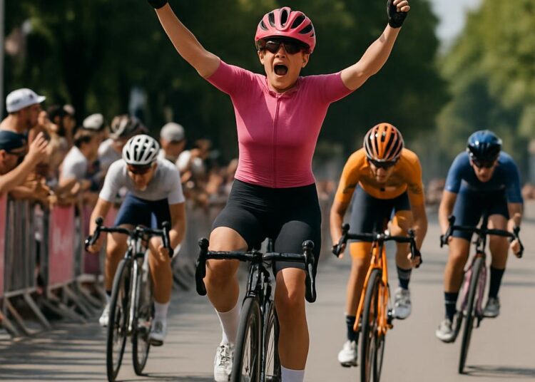 Célia Gery, 20 ans, s'impose en sprint lors de la 7e étape du Giro féminin.
