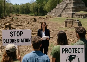 Des associations écologiques intentent une action en justice pour déboisement illégal dans une zone protégée avec un site archéologique.