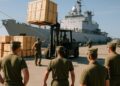 Rencontre avec les dockers militaires : envoi de ressources pour l'étranger.
