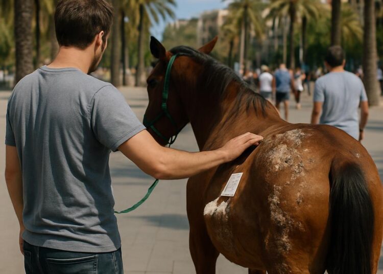 Dermatophilose, maladie équine observée chez l'homme à Barcelone, présente en France.