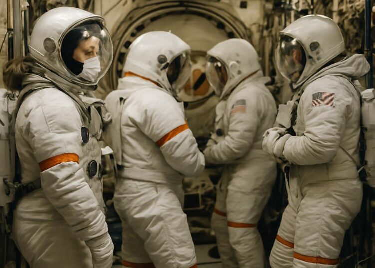 Des astronautes de l’ISS, y compris Sophie Adenot, doivent se protéger suite à une fuite d’air.