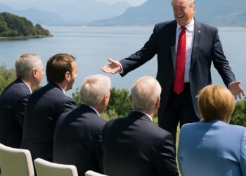 G7 à Évian : Donald Trump se présente en retard et taquine ses pairs.