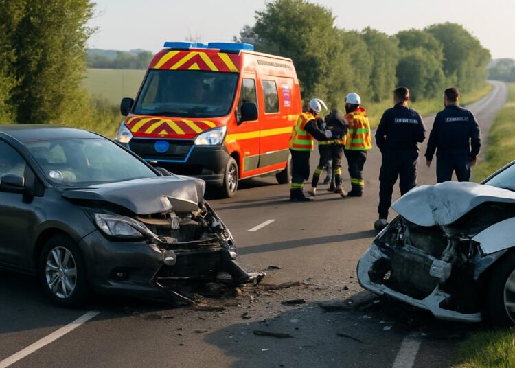 Collision matinale sur une route départementale : deux blessés à l'hôpital.