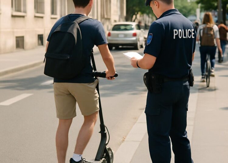 Amende de 35 euros pour l'absence de casque en trottinette dans cette ville.