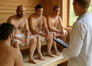 Détection d'une IST : plusieurs hommes ayant visité un sauna montrent des signes similaires.