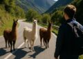 VIDÉO. Une rencontre inattendue avec des lamas sur la route pyrénéenne.