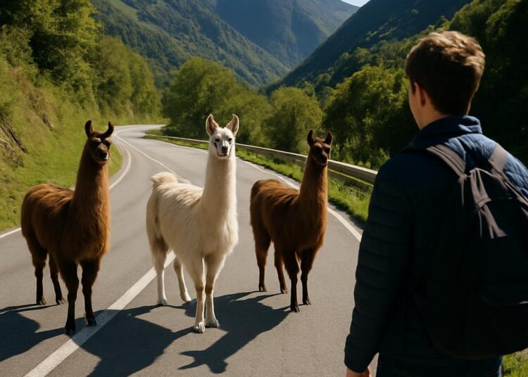 VIDÉO. Une rencontre inattendue avec des lamas sur la route pyrénéenne.