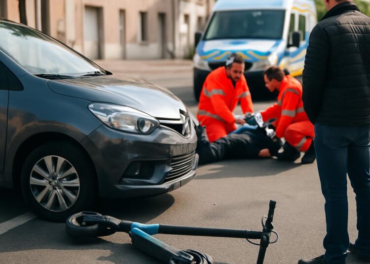 Collision à Agen : une trottinette heurte un véhicule, un blessé hospitalisé.