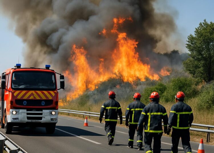Un feu s'est déclaré près de l'A61, entraînant l'intervention de 80 pompiers et la fermeture temporaire de la route.