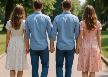 Deux couples de jumeaux unis par des prénoms et des robes similaires