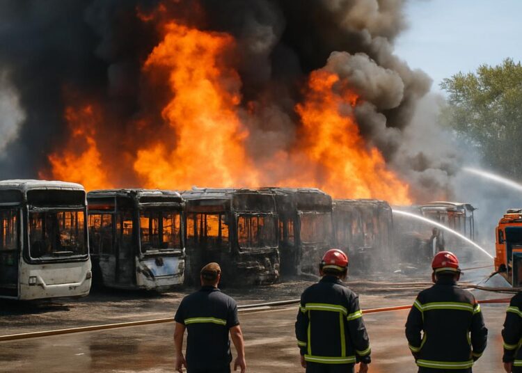 Incendie majeur près de Montpellier : 17 bus détruits, enquête en cours.