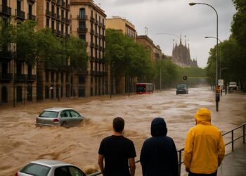 Inondations impressionnantes en Catalogne : Barcelone touchée par des orages.
