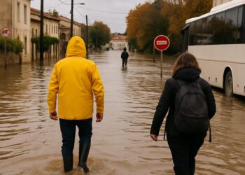 Inondations : alerte rouge dans l'Hérault et le Gard, écoles et transports paralysés.