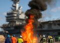 Feu accidentel sur le porte-avions Charles de Gaulle en maintenance.