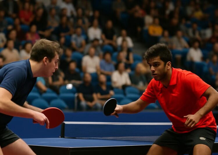 Alexis Lebrun atteint les 16es de finale du Grand Smash en Chine, face à Manav Thakkar.