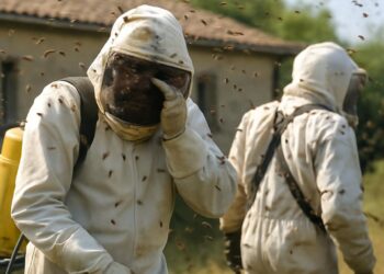 Deux exterminateurs attaqués par 2 000 frelons asiatiques, l'un blessé aux yeux.